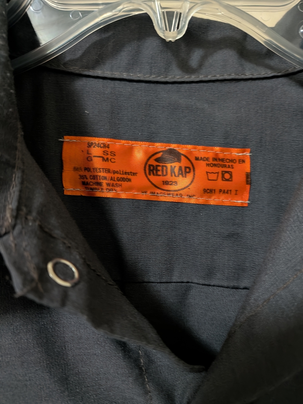 Vintage Charcoal Short Sleeve Button-Down Work Mechanic Shirt Red Patch Rare - Picture 4 of 5